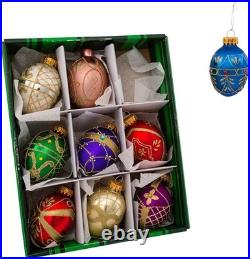 Set of 9 Multicolored 45mm Glass Egg Ornaments Sparkle Up Your Christmas