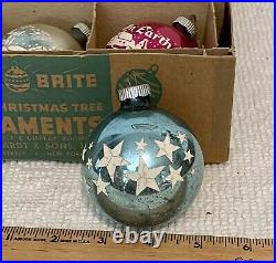 Shiny Brite 12 Vintage Mercury Glass Ornaments w Original Box Green Beautiful