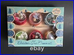 Shiny Brite Diorama Glass Ornaments in Original Box Set of 6 Japan