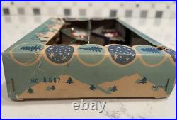 Shiny Brite Diorama Putz House Christmas Ornament Santa, Reindeer Set of 4