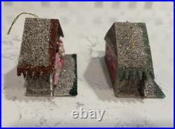 Shiny Brite Diorama Putz House Christmas Ornament Santa, Reindeer Set of 4