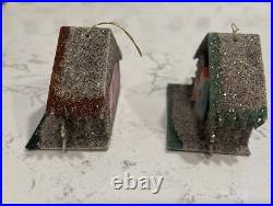 Shiny Brite Diorama Putz House Christmas Ornament Santa, Reindeer Set of 4