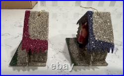 Shiny Brite Diorama Putz House Christmas Ornament Santa, Reindeer Set of 4