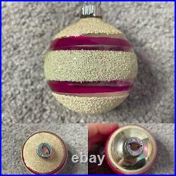 Shiny Brite Indent Mercury Glass Mica Glitter Christmas Ornaments 12 Vintage