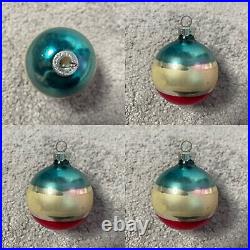 Shiny Brite Indent Mercury Glass Mica Glitter Christmas Ornaments 12 Vintage