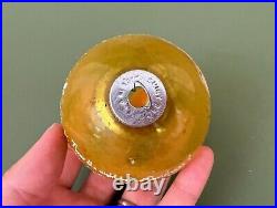 Shiny Brite Yellow Unsilver Stenciled Glass Christmas Ornament Night Before Xmas