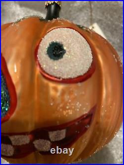 Signed By Larry Fraga Halloween Orange Pumpkin Christmas Ornament Glitter