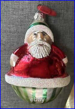 Signed Christopher Radko Rolly Polly Santa Glass Christmas Ornament