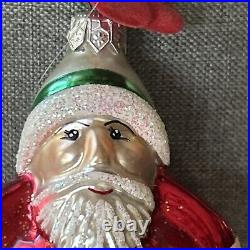 Signed Christopher Radko Rolly Polly Santa Glass Christmas Ornament