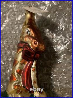 Signed Slavic Treasures Geoffrey Giraffe Glitter Glass Christmas Ornament Withbox