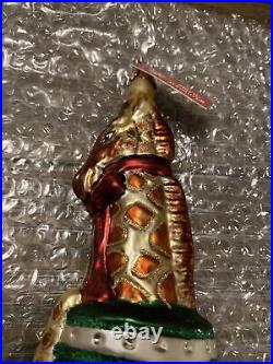 Signed Slavic Treasures Geoffrey Giraffe Glitter Glass Christmas Ornament Withbox