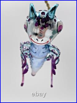Slavic Treasures Blue Hopper D-20M-01 Hand-Blown Christmas Ornament LE 150- 2001