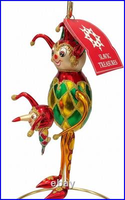 Slavic Treasures Jester & Lester Hand Blown Glass Christmas Ornament LE 150