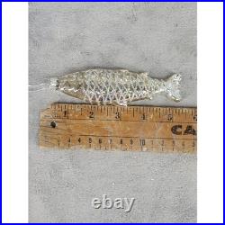 Sparkly Glass Fish Ornament Christmas Tree Hanging Decoration Silver Glittery