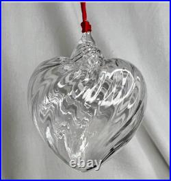 Steuben Crystal Hand Blown Glass Hanging Christmas Ornament Swirl Puffy HEART
