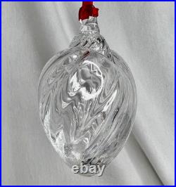 Steuben Crystal Hand Blown Glass Hanging Christmas Ornament Swirl Puffy HEART