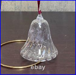 Steuben Glass Bell Christmas Ornament on red Ribbon withOriginal Fabric Pouch