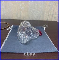 Steuben Glass Bell Christmas Ornament on red Ribbon withOriginal Fabric Pouch