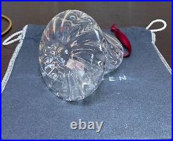 Steuben Glass Bell Christmas Ornament on red Ribbon withOriginal Fabric Pouch