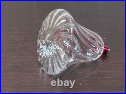 Steuben Glass Bell Christmas Ornament on red Ribbon withOriginal Fabric Pouch