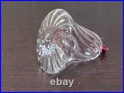 Steuben Glass Bell Christmas Ornament on red Ribbon withOriginal Fabric Pouch