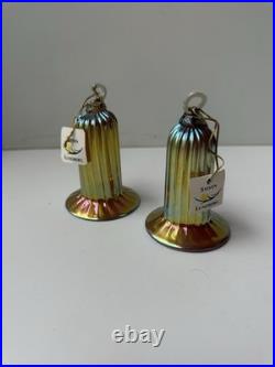 Steven Lundberg Hand Blown Glass Christmas Bell Ornaments Luster Signed Steven Lundberg Hand Blown Glass Christmas Bell Ornaments Luster Signed
