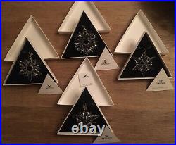Swarovski Crystal 1998 1999 2000 & 2001 Christmas Star Snowflake Ornaments MIB