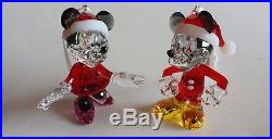 Swarovski Crystal, Set Minnie Mouse and Mickey Mouse Christmas Ornament