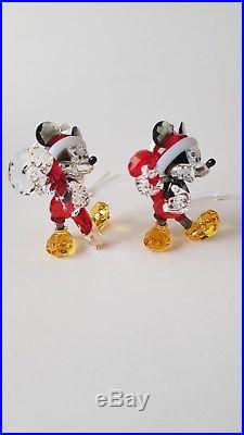 Swarovski Crystal Set of two 2016 en 2018 Mickey Mouse Christmas Ornament, Rare