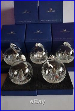 Swarovski Lot of 5 x Christmas Ball Ornament, 2013 2014 2015 2016 2017