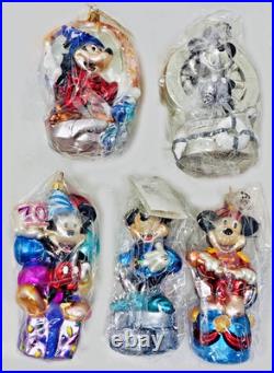 Sweet Christopher Radko Disney Mickey Mouse 70 Happy Years Set of 5 Ornaments