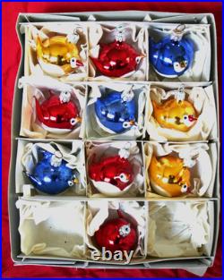 TEN partridges birds glitter mica Christmas Polish Poland handblown ornaments