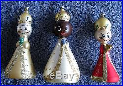 THE THREE WISE MEN ANTIQUE BLOWN GLASS CHRISTMAS TREE ORNAMENTS