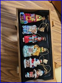 THOMAS PACCONI CLASSICS, Inc Blown Glass Ornaments 2004 6 Piece With Wood Crate