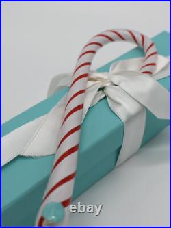 TIFFANY & CO Red White Glass CANDY CANE Christmas ORNAMENT Handmade RARE