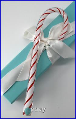 TIFFANY & CO Red White Glass CANDY CANE Christmas ORNAMENT Handmade RARE