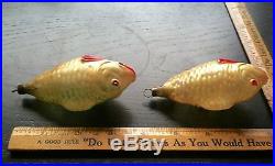 TWO Old Japan Fish Blown Glass Christmas Ornaments Xmas