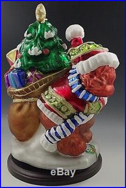 Thomas Pacconi Bear As Santa Claus Handblown Mercury Glass Christmas 13.1/2'