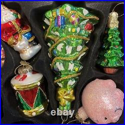 Thomas Pacconi Christmas Ornament Blown Glass Set 40 Pieces Wood Chest COA 2003
