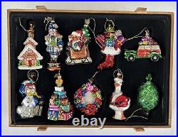 Thomas Pacconi Classics Glass Christmas Ornaments in Wood Storage Box 2006