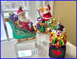 Thomas Pacconi Classics, Inc. 2001 Large Size Santa Blown Glass Xmas Ornaments