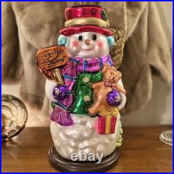 Thomas Pacconi Vintage Glass Large and Medium Snowmen Ornaments