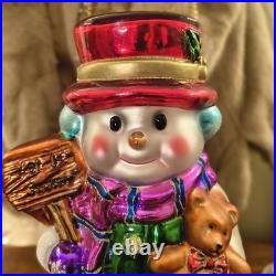 Thomas Pacconi Vintage Glass Large and Medium Snowmen Ornaments