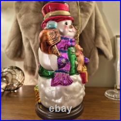 Thomas Pacconi Vintage Glass Large and Medium Snowmen Ornaments