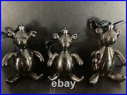 Three Gucci Black Glass Bear Ornaments from Tom Ford Era