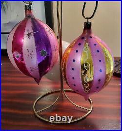 Three Large Christmas Ornaments Made In Poland Used
