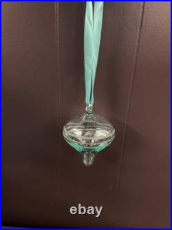 Tiffany & Co. Blue Crystal Glass Onion Shaped Christmas Ornament