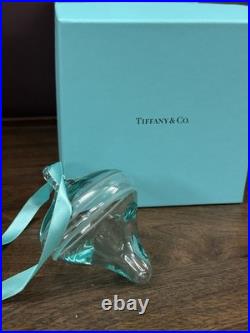 Tiffany & Co. Blue Crystal Glass Onion Shaped Christmas Ornament