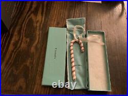 Tiffany & Co. Christmas Candy Cane Glass Ornament Mint In Box With Dust Bag