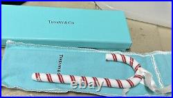 Tiffany & Co. Christmas Candy Cane Glass Ornament Mint In Box With Dust Bag